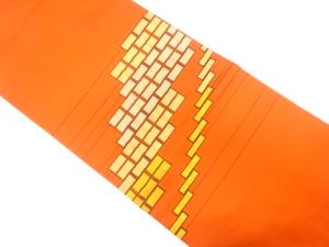 ふくれ織　横段に変わり枡模様織り出し　名古屋帯